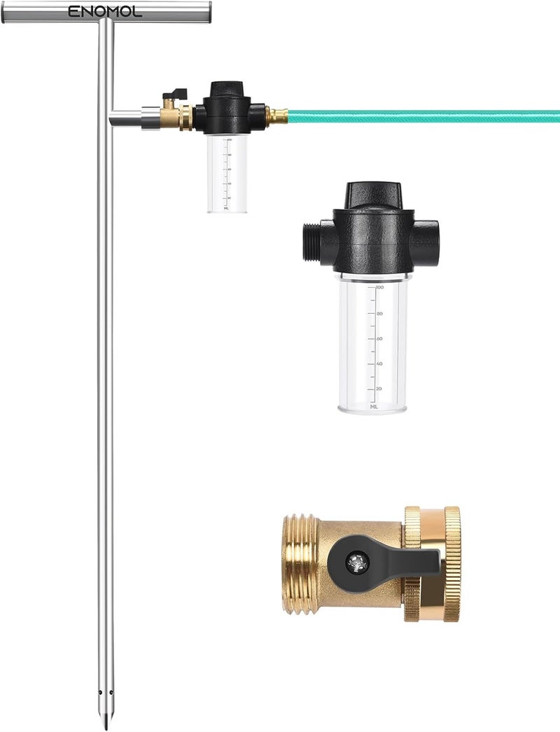 enomol Stainless Steel Deep Root Tree Watering Tool,Root Feeder with Fertilizer Bottle Watering Wand Irrigation System Watering Stake,for Trees Bushes Shrubs Fruit Trees with Brass Valve T-Handle - Image 1